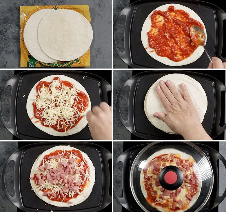 pizza con tortillas en sartén - Qué poner en la pizzera para que no se pegue