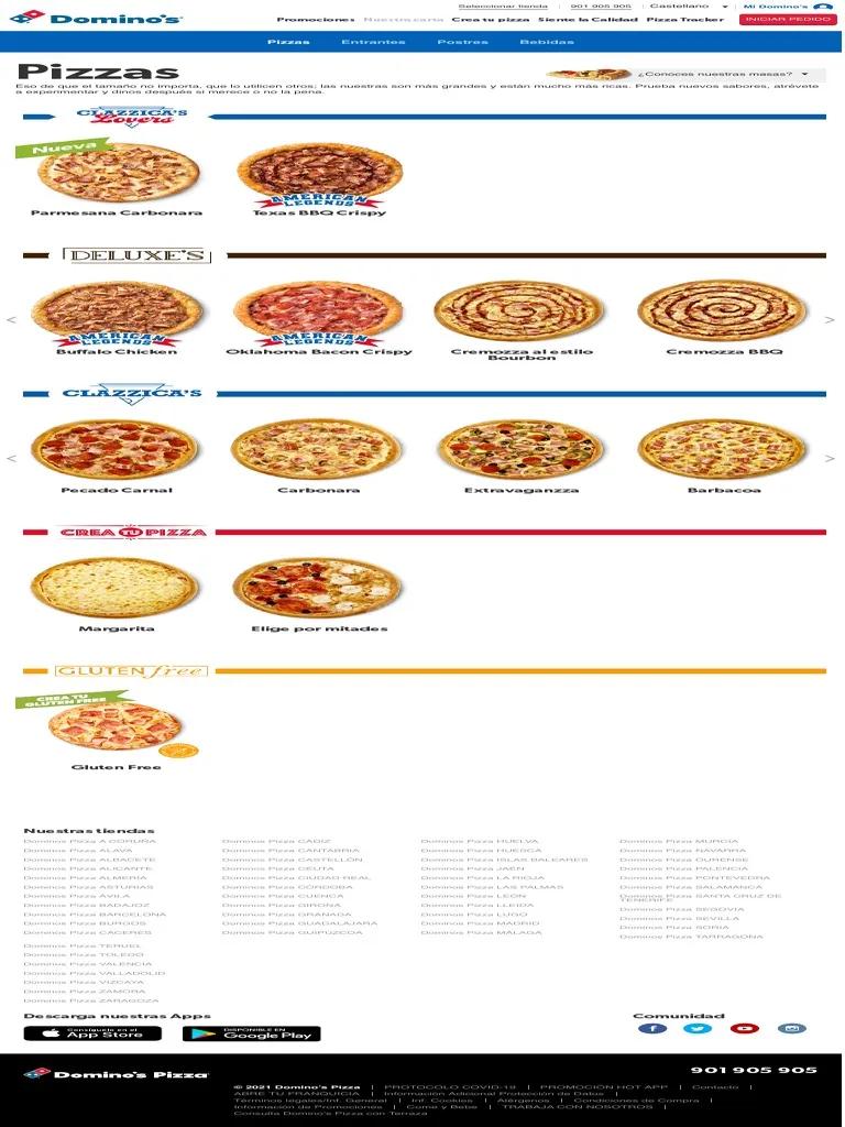 domino's pizza carta precios - Qué tipos de pizza hay en Domino's